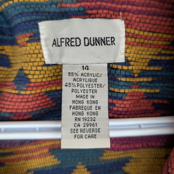 Vintage Alfred Dunner Women 14 Aztec Soft Button Down Blazer Jacket Multicolour - Picture 3 of 13